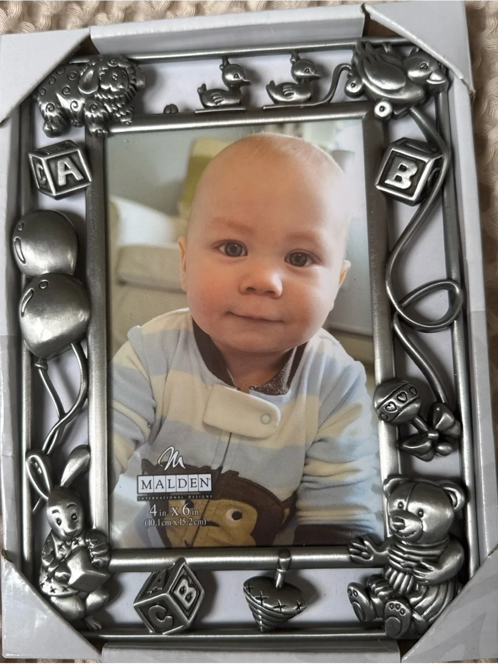 Malden Silver Nursery Photo Frame with Baby Motifs